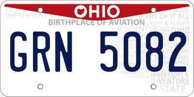 OH license plate GRN5082