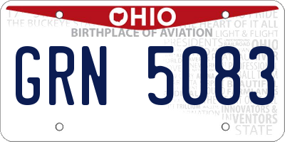 OH license plate GRN5083