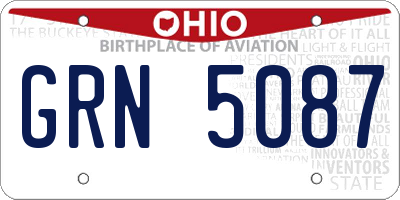 OH license plate GRN5087
