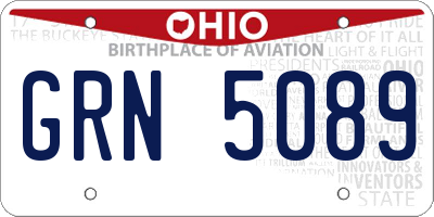 OH license plate GRN5089