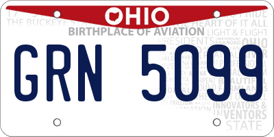 OH license plate GRN5099