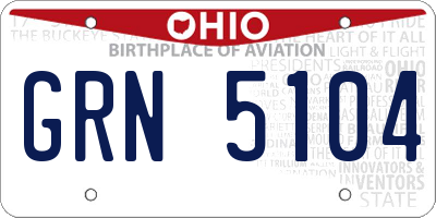 OH license plate GRN5104