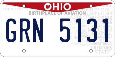 OH license plate GRN5131