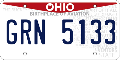 OH license plate GRN5133