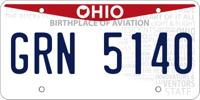 OH license plate GRN5140