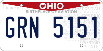OH license plate GRN5151
