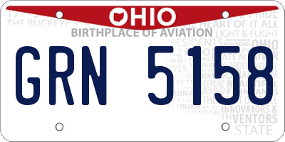 OH license plate GRN5158