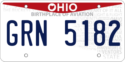 OH license plate GRN5182