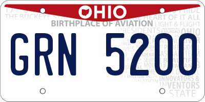 OH license plate GRN5200