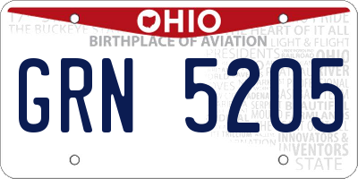 OH license plate GRN5205