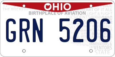 OH license plate GRN5206