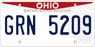 OH license plate GRN5209