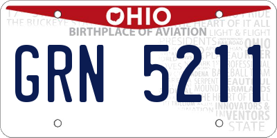 OH license plate GRN5211
