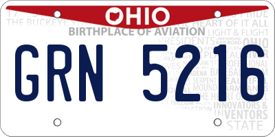 OH license plate GRN5216