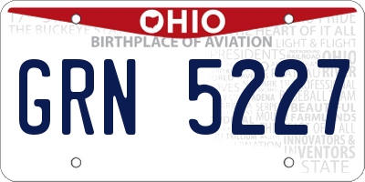 OH license plate GRN5227