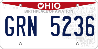 OH license plate GRN5236