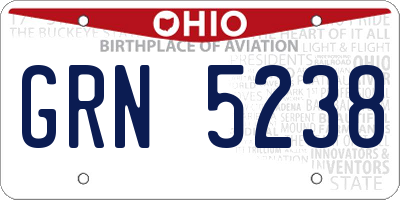 OH license plate GRN5238