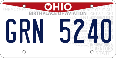 OH license plate GRN5240