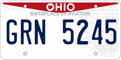 OH license plate GRN5245