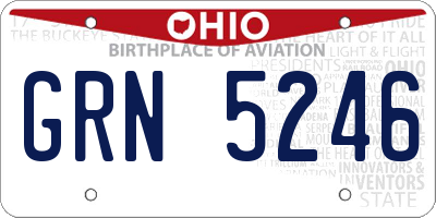 OH license plate GRN5246