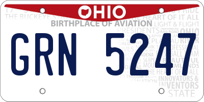 OH license plate GRN5247