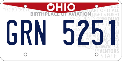 OH license plate GRN5251