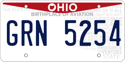 OH license plate GRN5254