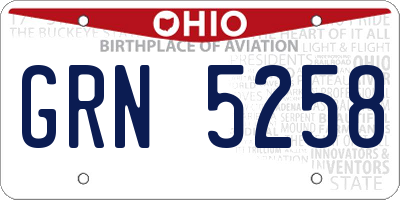 OH license plate GRN5258