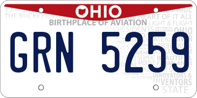 OH license plate GRN5259