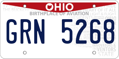 OH license plate GRN5268