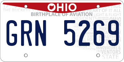 OH license plate GRN5269