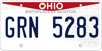 OH license plate GRN5283