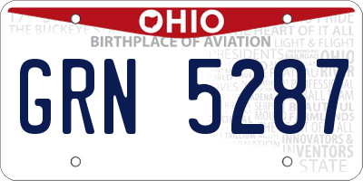 OH license plate GRN5287