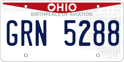 OH license plate GRN5288