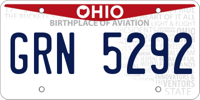 OH license plate GRN5292