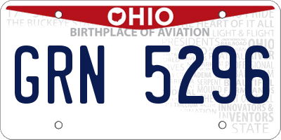 OH license plate GRN5296