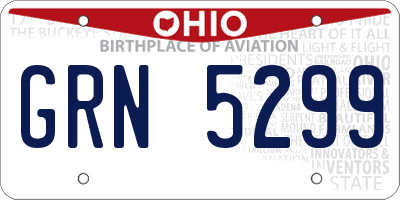 OH license plate GRN5299