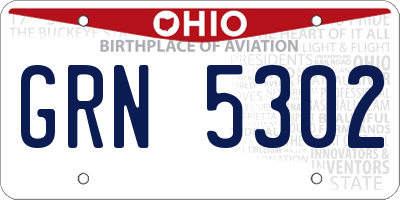 OH license plate GRN5302