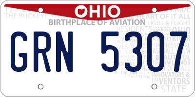 OH license plate GRN5307