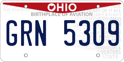 OH license plate GRN5309