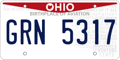 OH license plate GRN5317