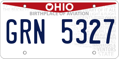OH license plate GRN5327