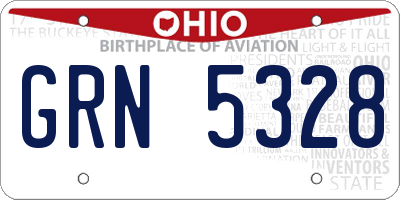 OH license plate GRN5328