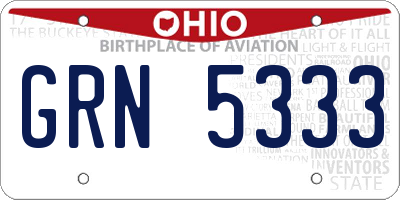 OH license plate GRN5333