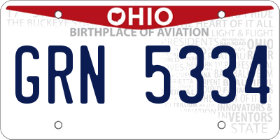 OH license plate GRN5334