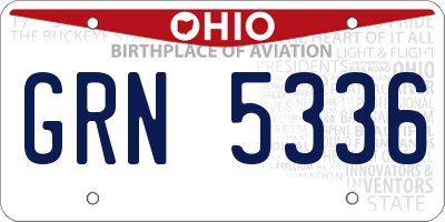 OH license plate GRN5336