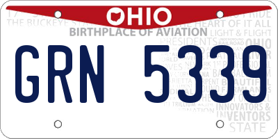 OH license plate GRN5339