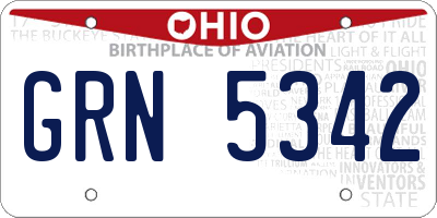 OH license plate GRN5342