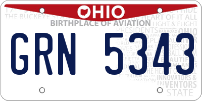 OH license plate GRN5343