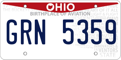 OH license plate GRN5359